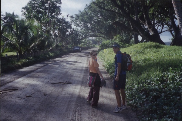 Hitchhiking in from Mele with Simon and Shan